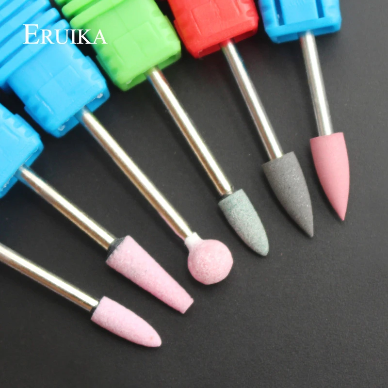 

ERUIKA 6pc Ceramic Stone Silicone Nail Drill Bit Electric Drills Manicure Machine Polished Accessory Mill Cutter Nail Art Tools