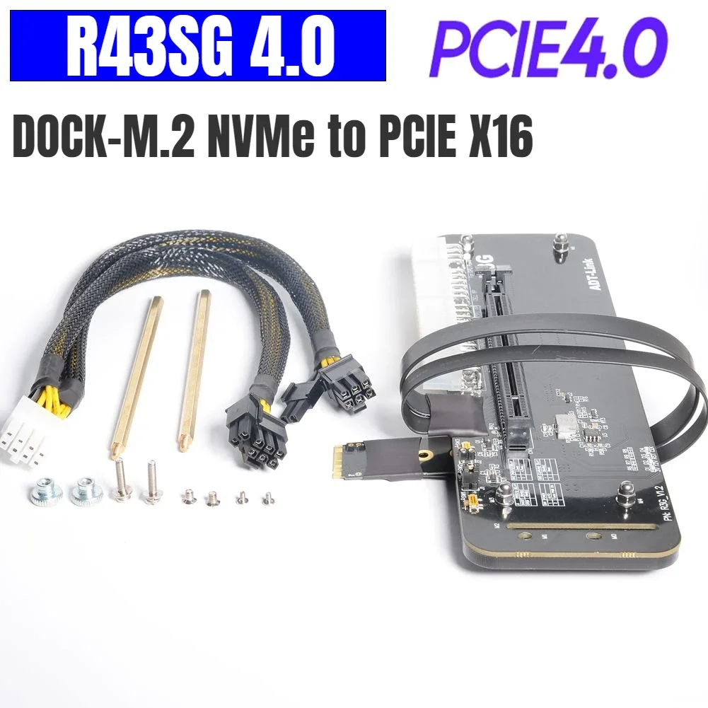 Adt R43sg 4.0 Computador Portátil Portátil Placa Gráfica Externo Pci-e 4.0×16 para M.2 Nvme Pcie 4.0×4 Riser Egpu Docking Station 25 50cm