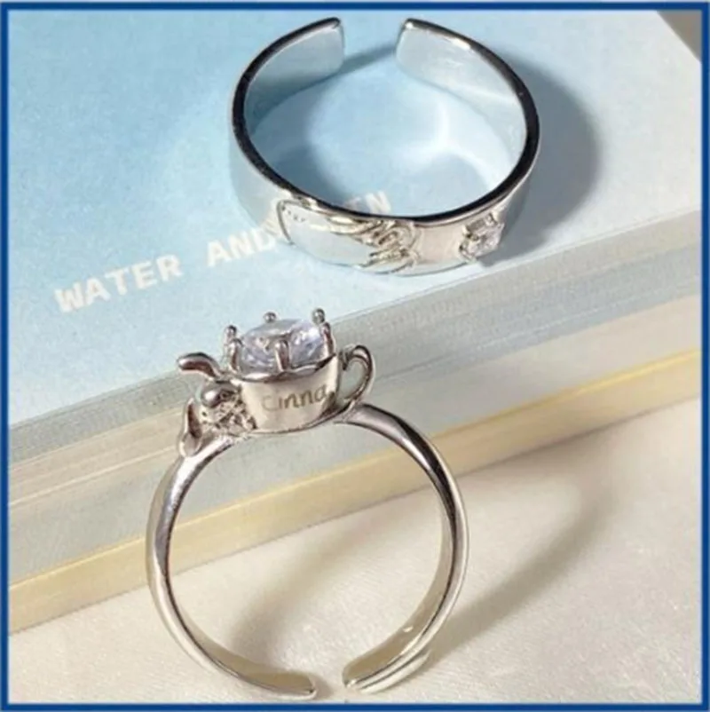 

Sanrio Ring Original Design Kawaii Cinnamoroll Cuddle Cup Lovers Ring Female Antithetical Ring A Lovely Gift for A Friend
