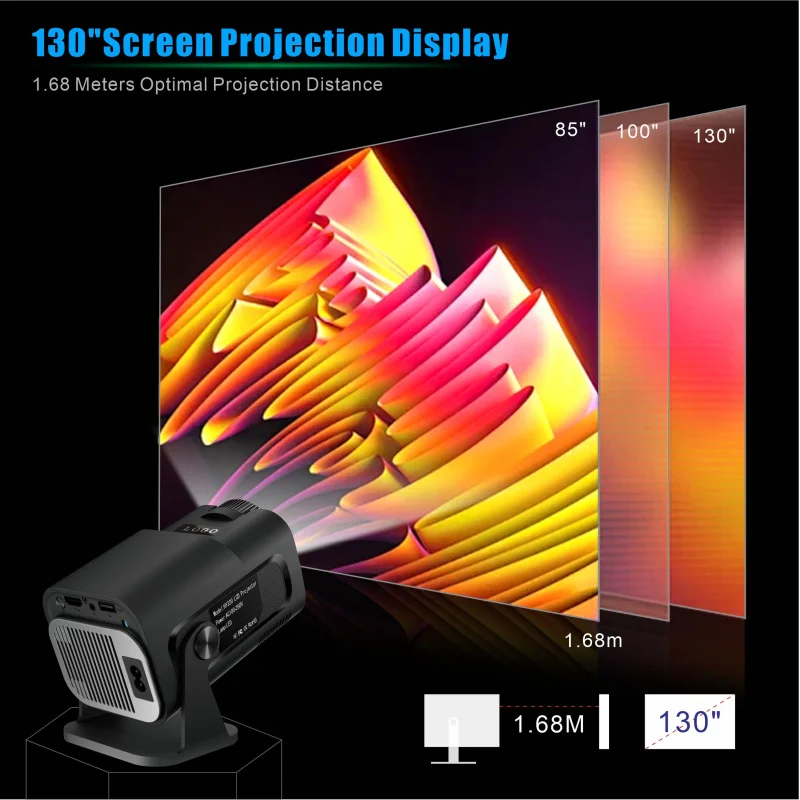 Portable 720P Android 11 4K Projector with Wifi6 and BT5.0