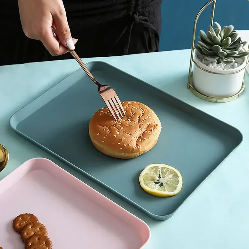 Plastic Serving Tray Home Tea Fruit Dessert Tray Anti-SlipScratch Resistant Plastic Food Cooking Storage Tray Kitchenware 6