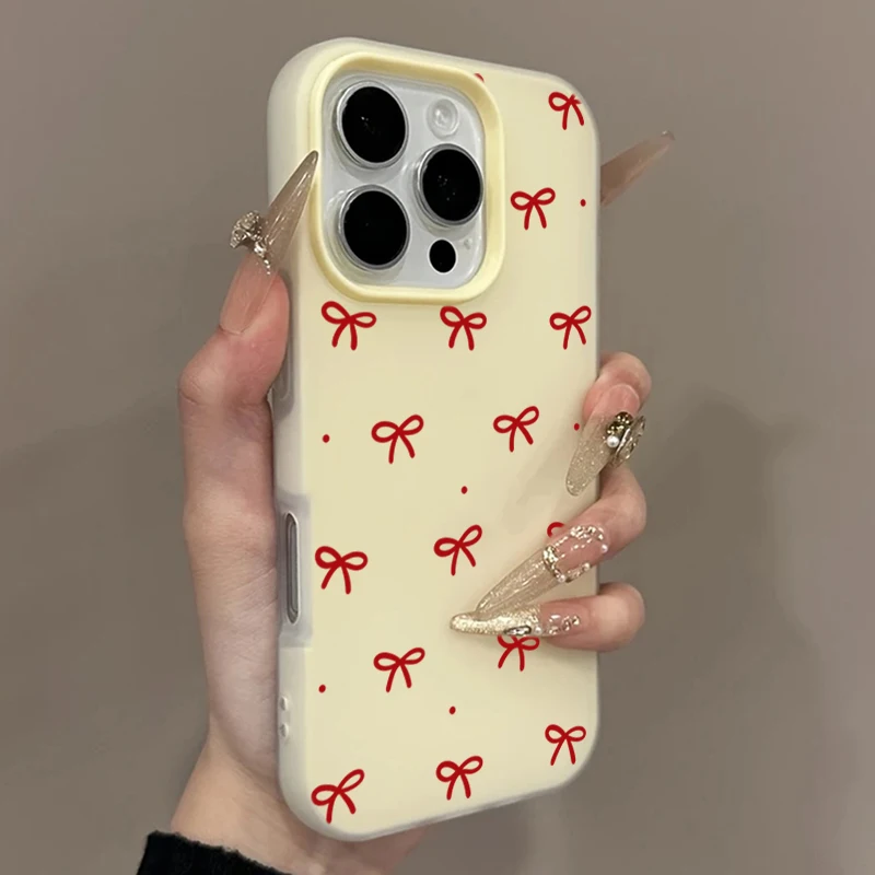Red Bow Dots Shockproof Candy Phone Case