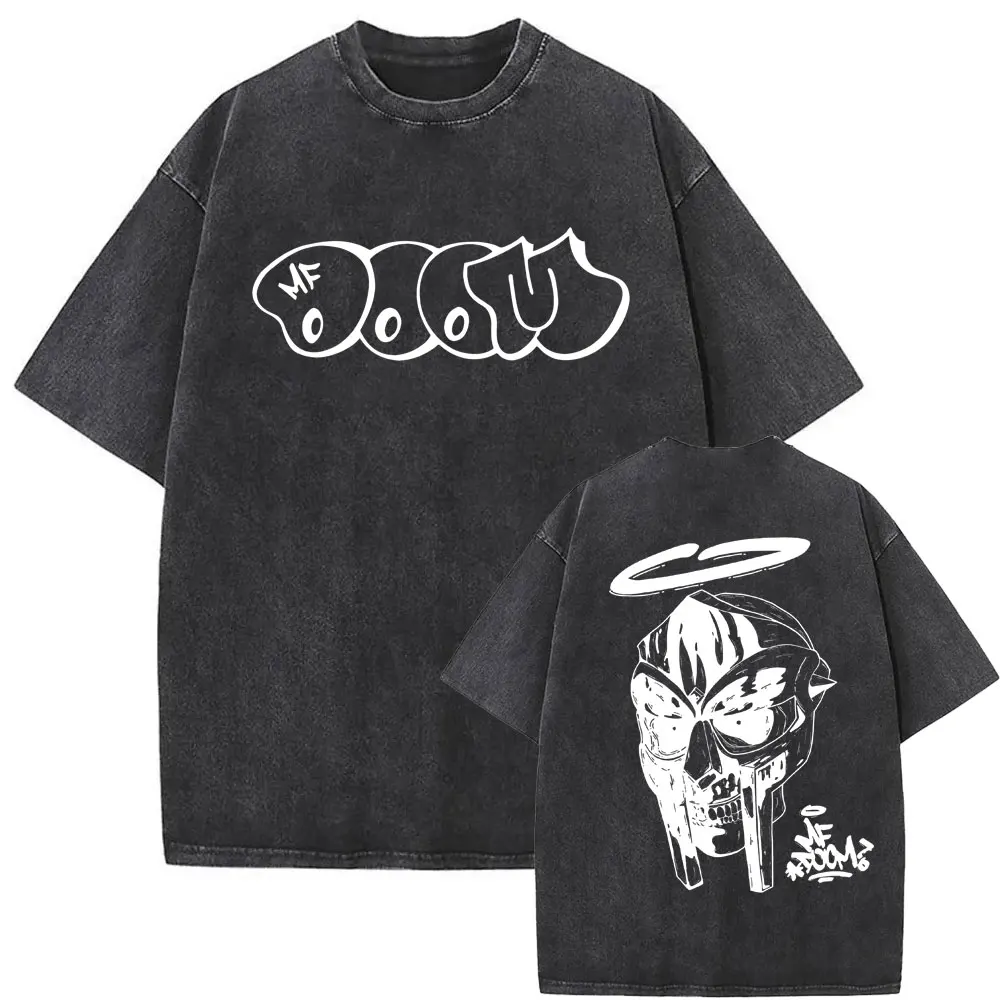 MF DOOM Washed Black Graphic T Shirt Hip Hop Rap Streetwear Unisex Tee S-XXL