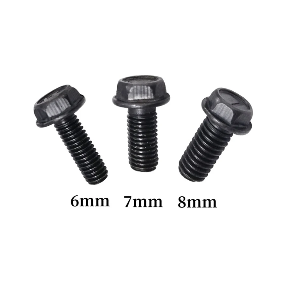 10 Pcs Black Metal Screw Saw Blade Bolt 6mm/7mm/8mm Left Hand Thread Hex Head Flange Tool Parts Nut & Bolt Sets stainless steel screws screw bolt nut set hex nuts assortment kit screw washer nut kit hexagon socket head cap screw