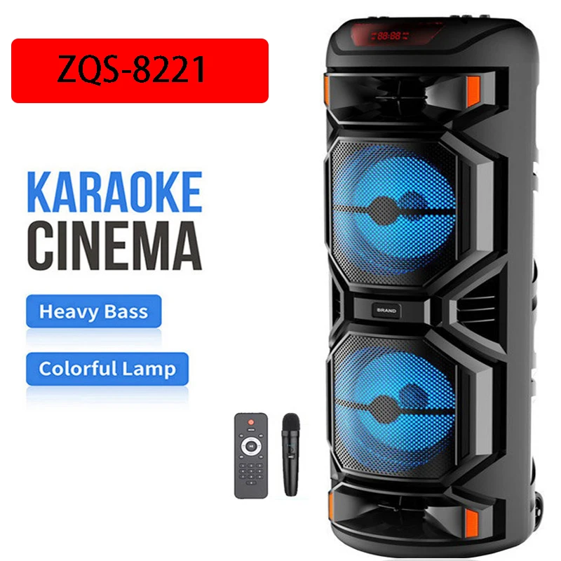 

40W Peak High Power Dual 8-inch Stereo Portable Bluetooth Speaker Subwoofer Party Speaker With Microphone Home Karaoke Audio FM