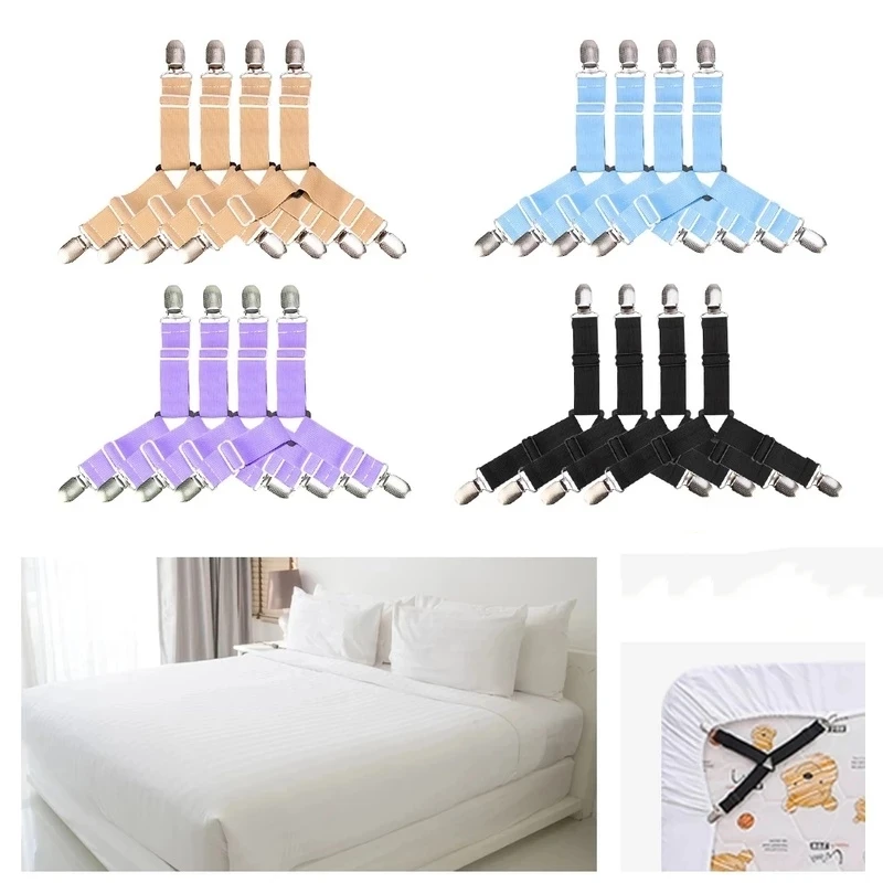 

4Pcs/lot Bed Sheet Fasteners Holder for Home Straps Adjustable Clips For Bed Sofa Cushion Sheet Organizer Mattress Cover Clip