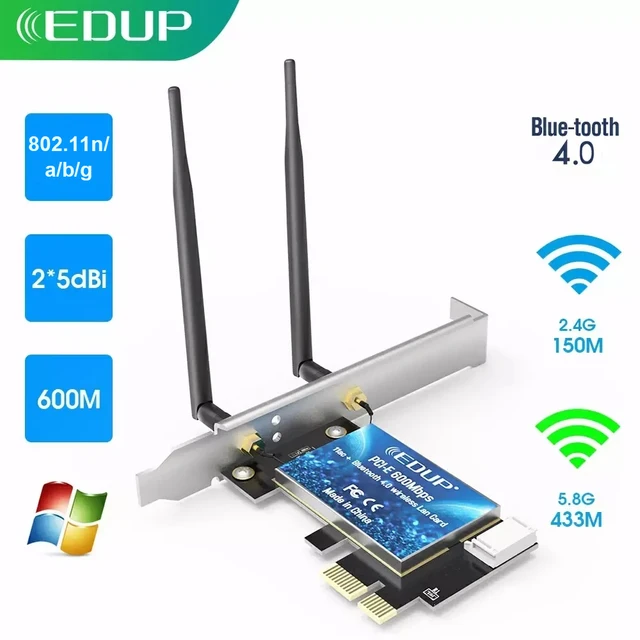 EDUP 3000Mbps WiFi6 PCI-E Bluetooth 5.1 Dual Band Gaming Wireless PCIe ...