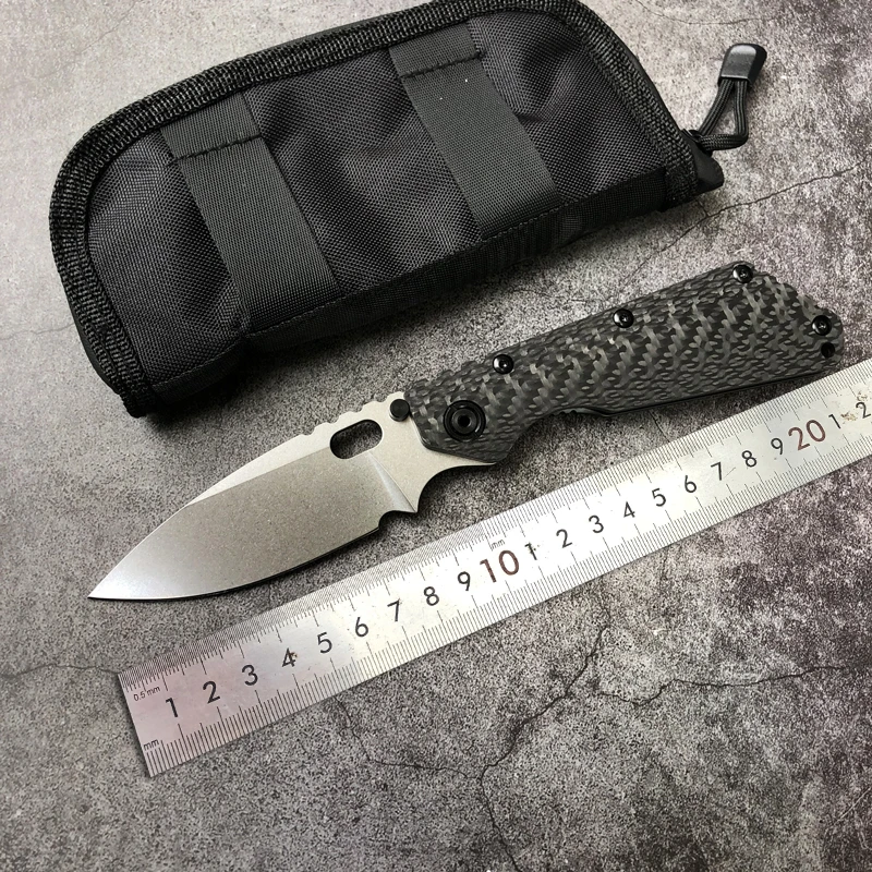

St tactical folding knife D2 steel Carbon fiber+titanium Tactical Gear outdoor survival EDC Combat Defense Camping Knife