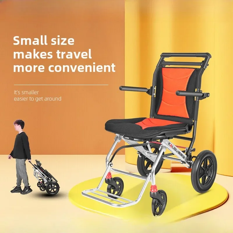 Sedia a rotelle manuale per donna incinta pieghevole leggera piccola scooter da viaggio per anziani - immagine 2