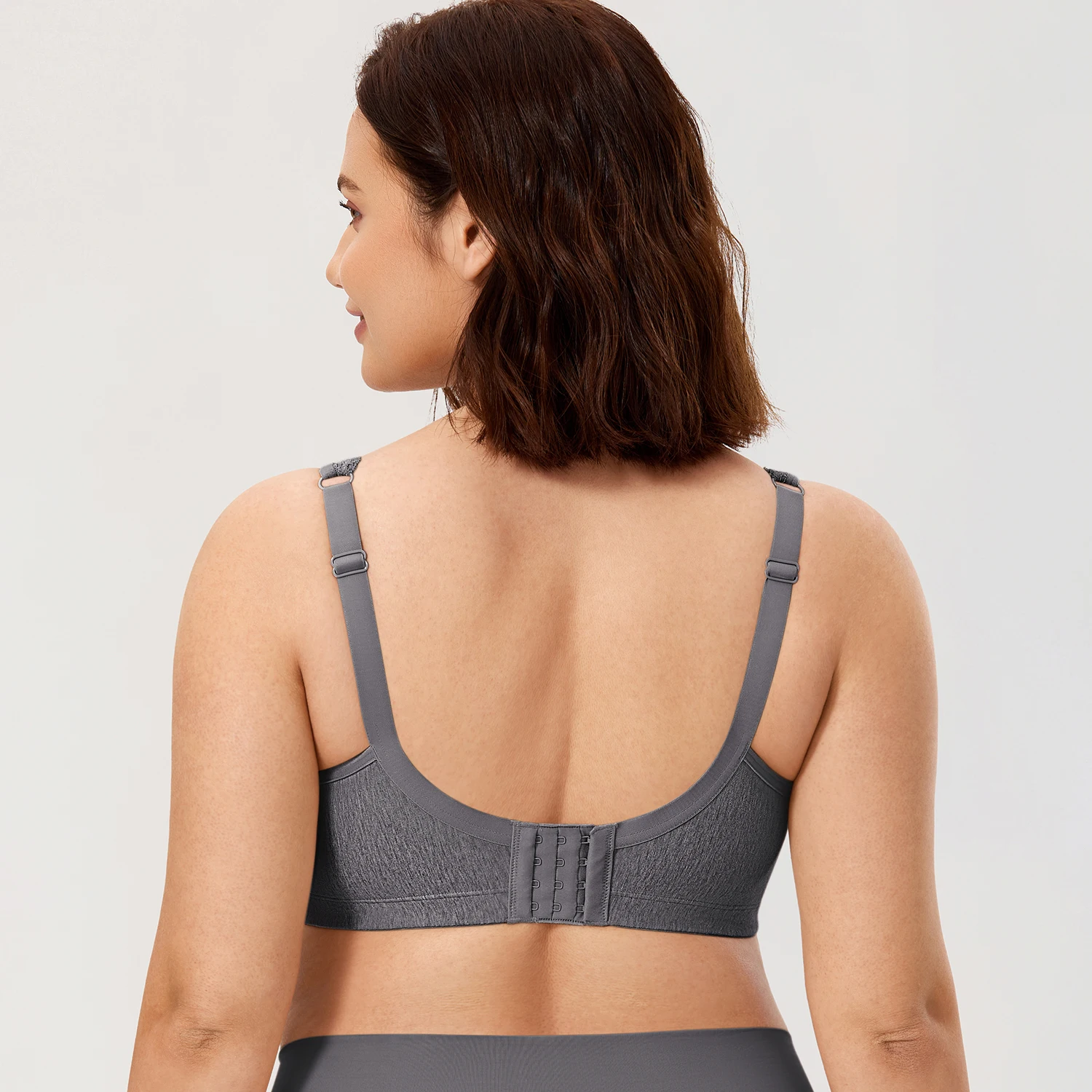 Delimira Women's Lace Non-Foam Comfort Cotton Wire-Free Plus Size Bra Full Coverage B C D DD E F