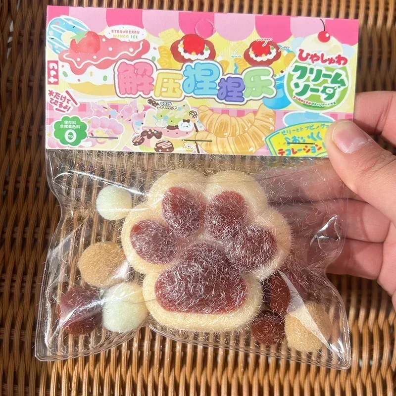 Cat Paw Mochi Taba Silicone Slow Rebound Pinch Decompression Toy Squishy Fidget Toy Cute Plush Cat Paw Stress Release Vent Toy