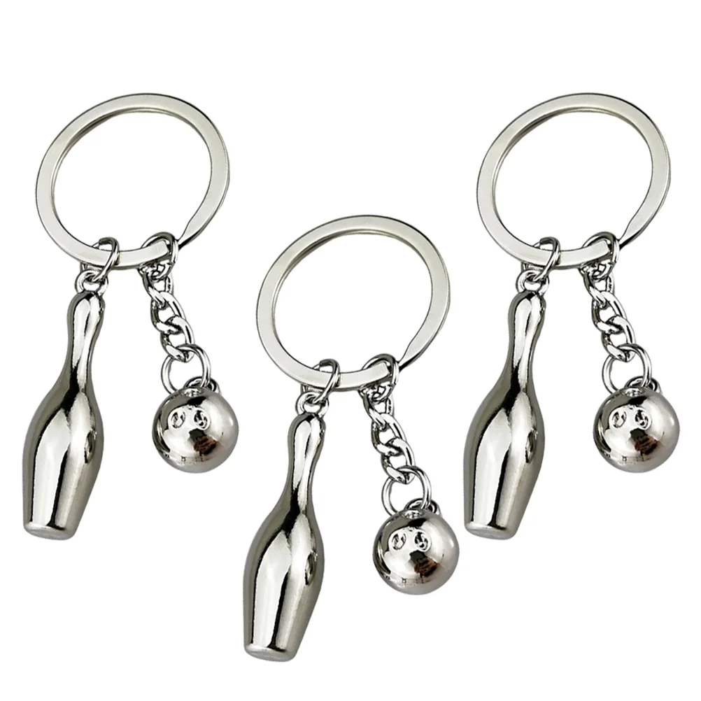 3 Pcs Key Rings Bowling Keychain Creative Keychains Party Decorations Adorable Outdoor Sports Pendants Decorative interactive jumping hoop set indoor sport toy for toddler family party game jump rings set toddler outdoor sports game