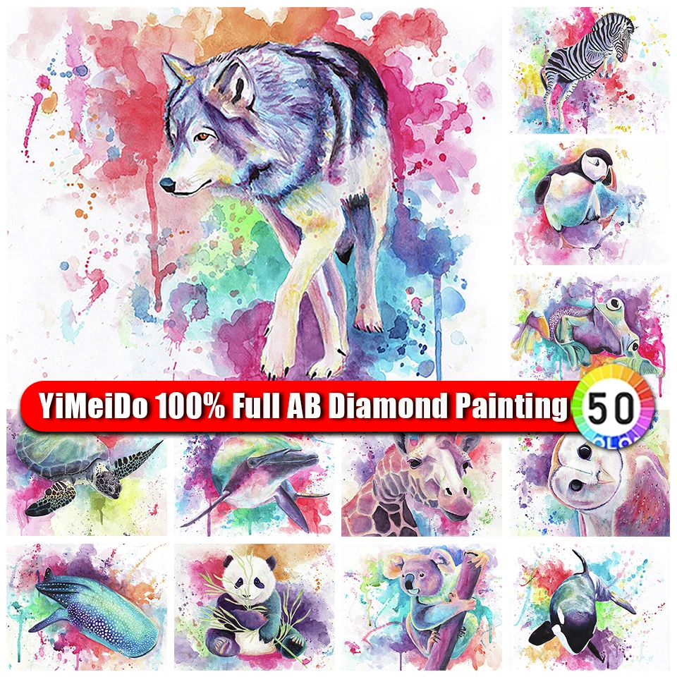 

YiMeiDo 100% AB Diamond Painting wolf owl Full Diamond Mosaic Embroidery Animals Cross Stitch Art Children's Room DIY Decoration