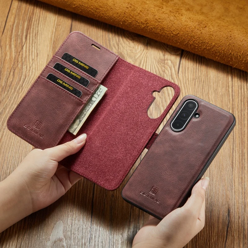 Magnetic Leather Wallet Phone Case with Card Holder