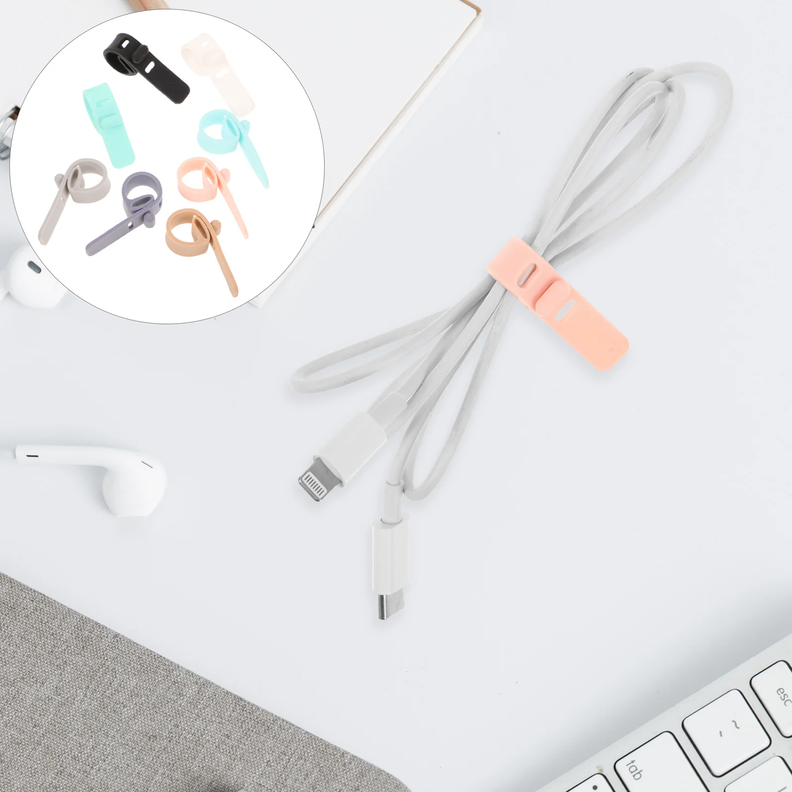 

8 Pcs Reusable Cable Ties Silicone Cord Electrical Strap Wire Management Storage