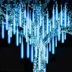 8 Tubes Meteor Shower Rain LED String Lights Street Garlands Christmas Tree Decorations for Outdoor New Year Fairy Garden Lights
