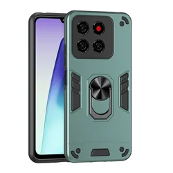 Rugged Shockproof Case with Ring Stand Holder for ZTE Blade A76 4G (Green)