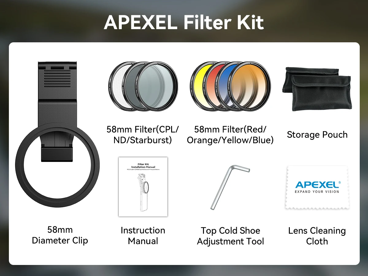 Apexel 58mm Phone Filter Kit (APL-58STAR)