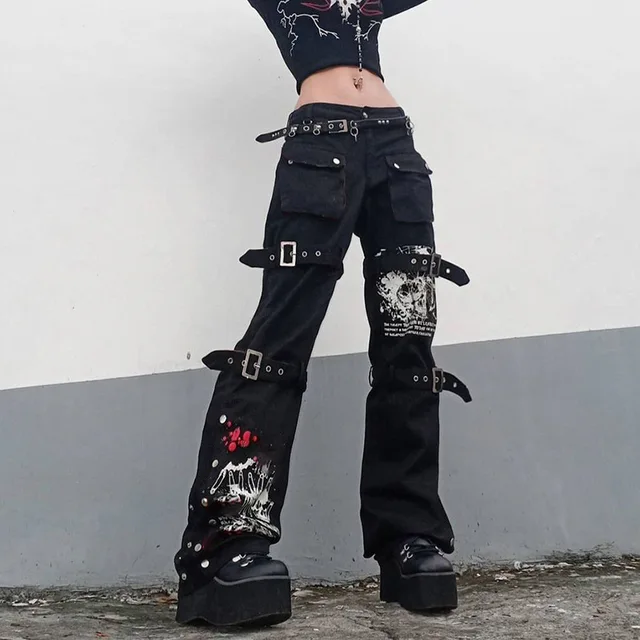 Cyber Y2K Pants Hollow Out Techwear 