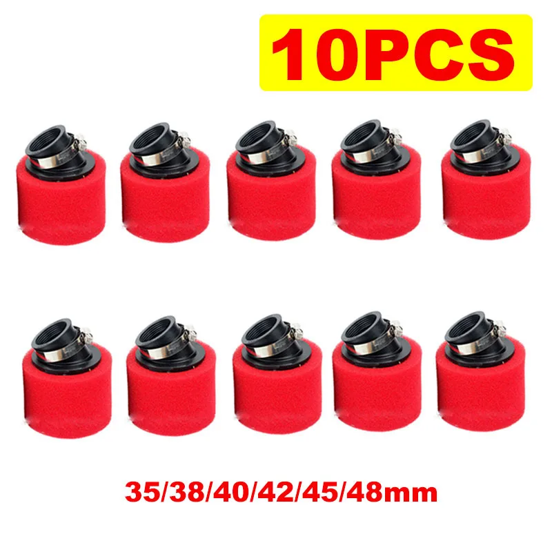 

10PCS Bent Neck Foam Air Filter Sponge Cleaner Clamp-on Moped Scooter 110/125/150/250cc Dirt Pit Bike 35/38/40/42/45/48mm