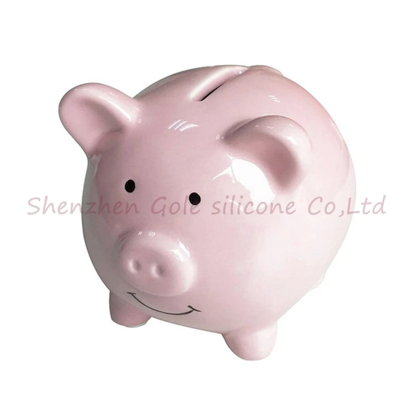 Ceramic Pig Piggy Children Bank Saving Coin Money Box Toy Kids Gifts White 