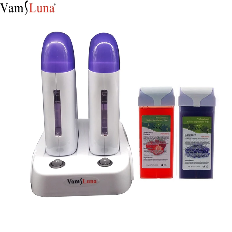 Double Depilatory Wax Heater Or 2 Wax Cartridge Hot Body Hair Removal Roll On Depilation Waxing Machine For Salon Beauty custom acrylic business logo waxing aftercare advice a3 size 3d perspex wall sign spa beauty salon salon aesthetics decorations