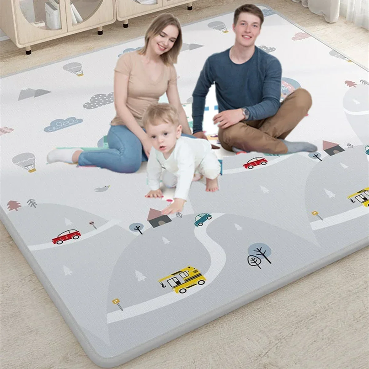 Thicken 1cm/0.5cm Baby Crawling Play Mats 200*180cm Folding Mat Carpet Play Mat for Children's Safety Rug Toys Gift Have Creases