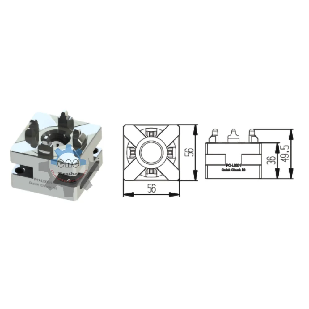 

Precision CNC Carving Small Copper male manual chuck D56-60mm Square Electrode Holder for EDM Spark Machines ER And 3R Interface