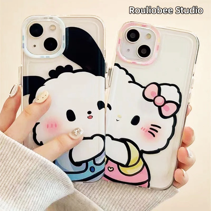 

Kawaii Hello Kittys Phone Case Sanrio Cartoon Pochacco iPhone 14 13 12 11 X Xs Plus Pro Max Protective Shell Toy Christmas Gifts