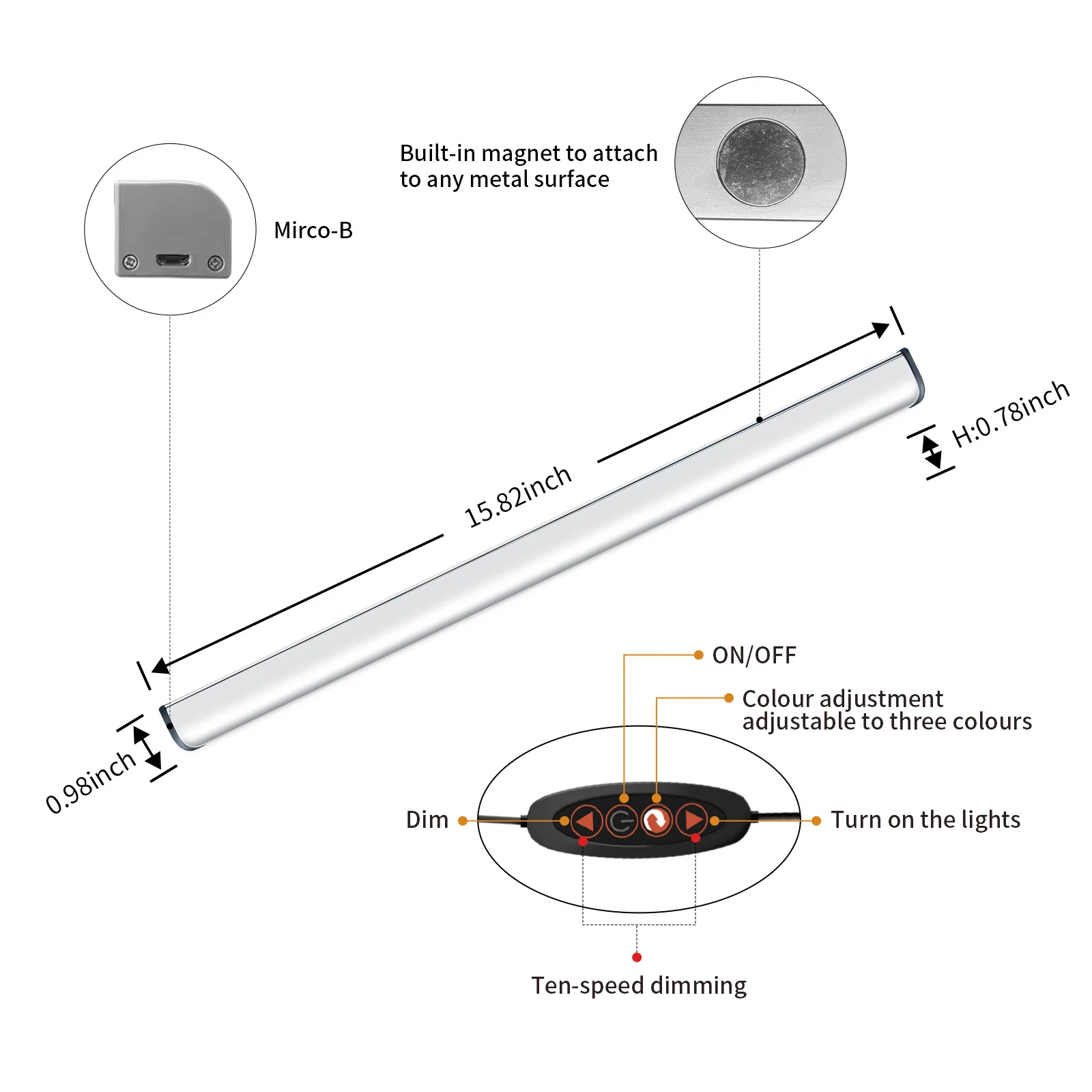 Make up Mirror LED Light Plug in Light Bathroom Vanity Light,3 Color Lighting Dimmable for Vanity,Bathroom,Bedroom, Reading room