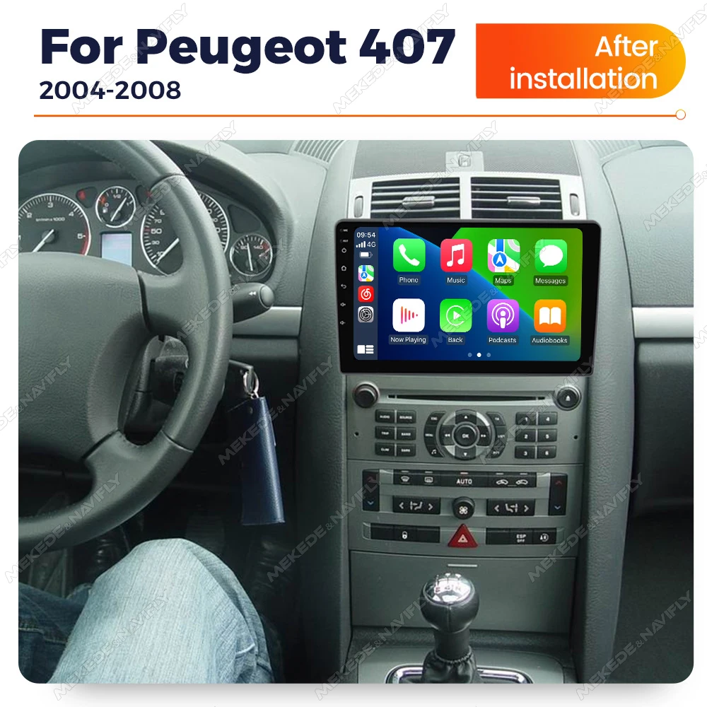 Wireless CARPLAY Auto Car Radio For Peugeot 407 1 2004 - 2011 Android 14 Car Intelligent System Autoradio Multimedia Player wifi