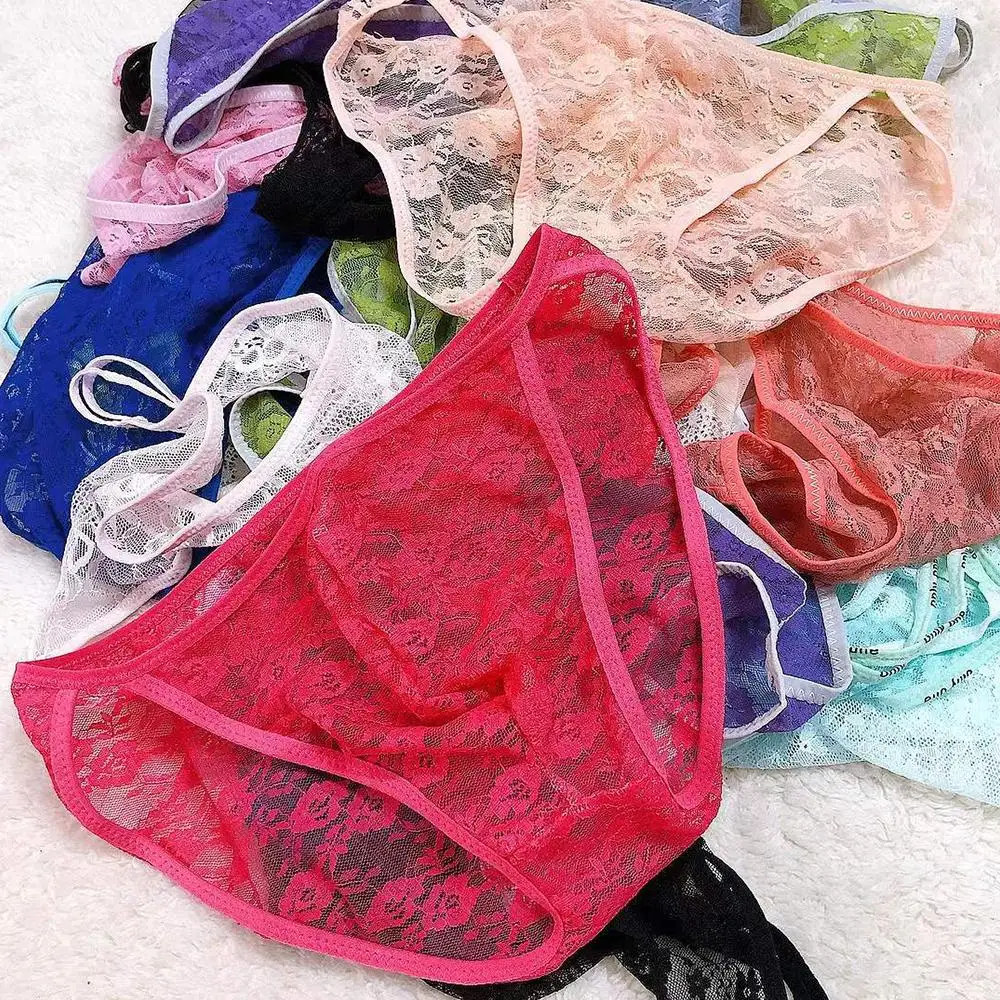 

Sissy Lingerie For Man Gay men Underwear Sexy Lace Mesh Sheer U Pouch Male Briefs Bikini Panties Thongs Low Waist Underpants