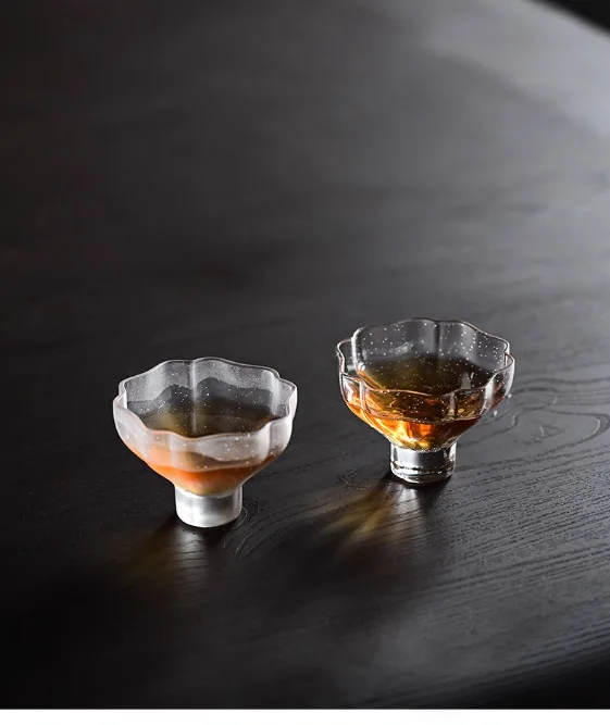 Glas Tee Untersetzer handgemachte Blütenblatt transparente Wärme isolierung Matte Halter chinesischen Stil Untertasse gefrostet Zen Tee Zeremonie – Detail 9