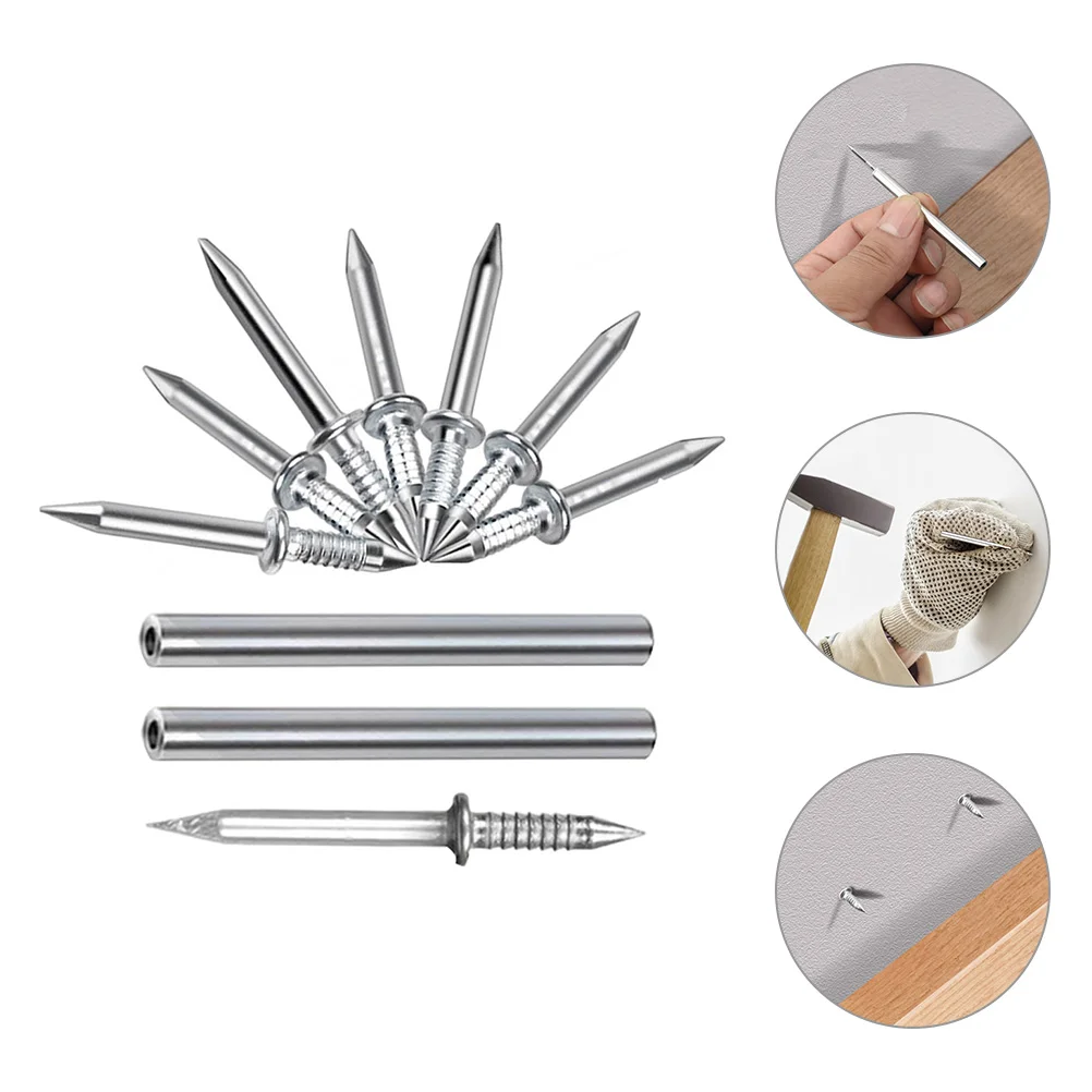 

Double Head Nails Double Head Picture Nails Trim Nails with Installation Sleeves for Seamless Solid Wood Skirting Boards