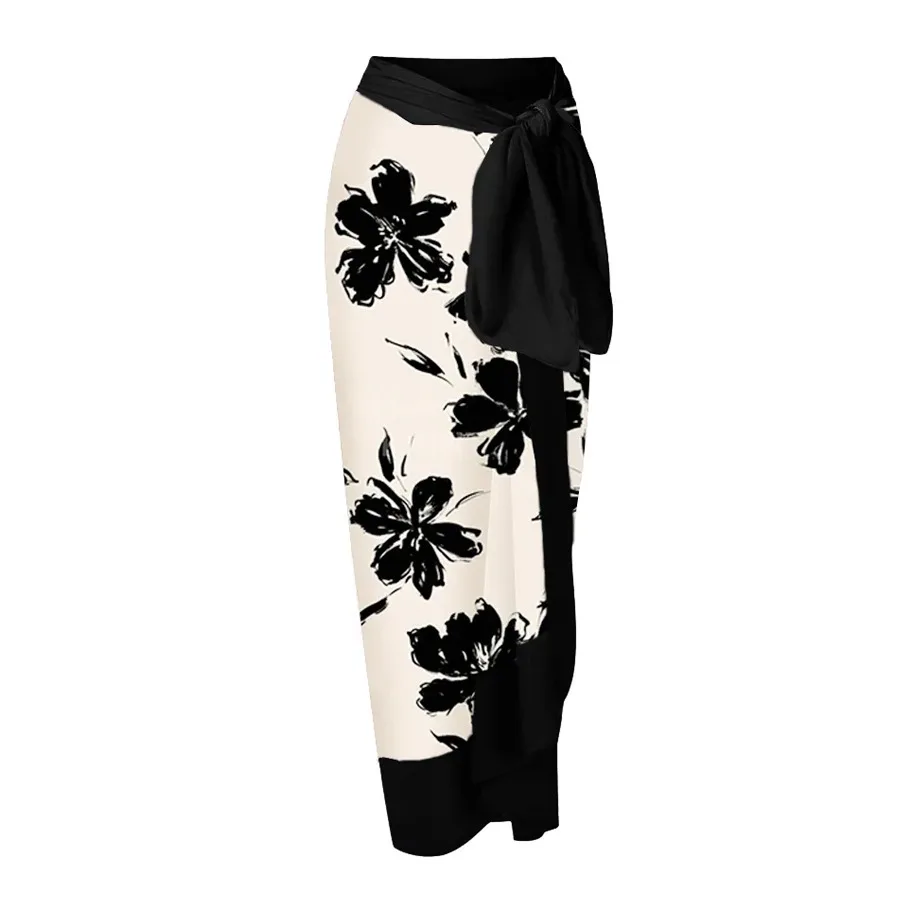Women's New One-shoulder Swimwear Printed High Waist One-piece Swimsuit Summer Beach Wear Ruffle V-neck Bikinis Cover Up