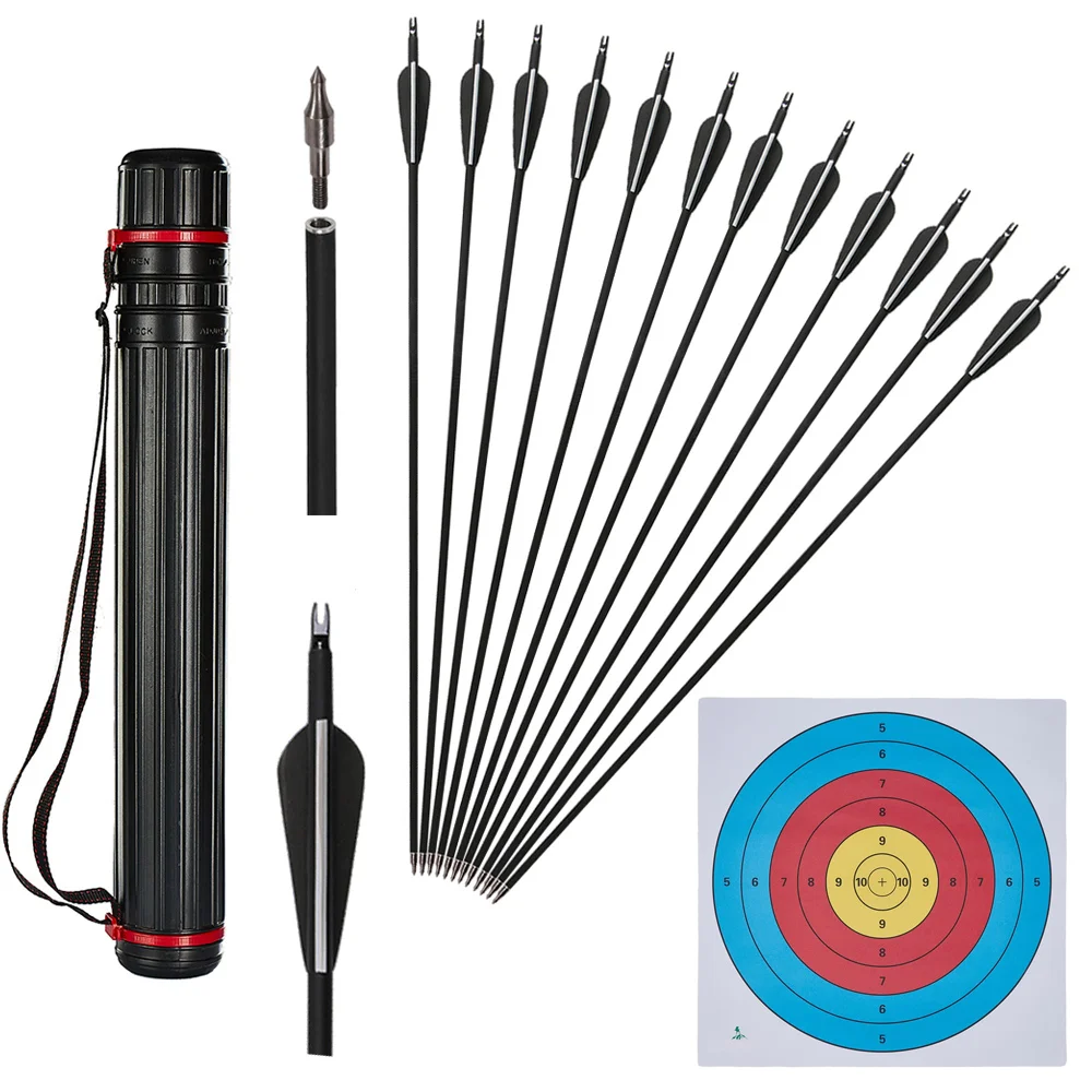 Flèches Carbone 28/30/31'' – Pointes Vissées – Pour Arc à Poulies Ou Recurve – Lot