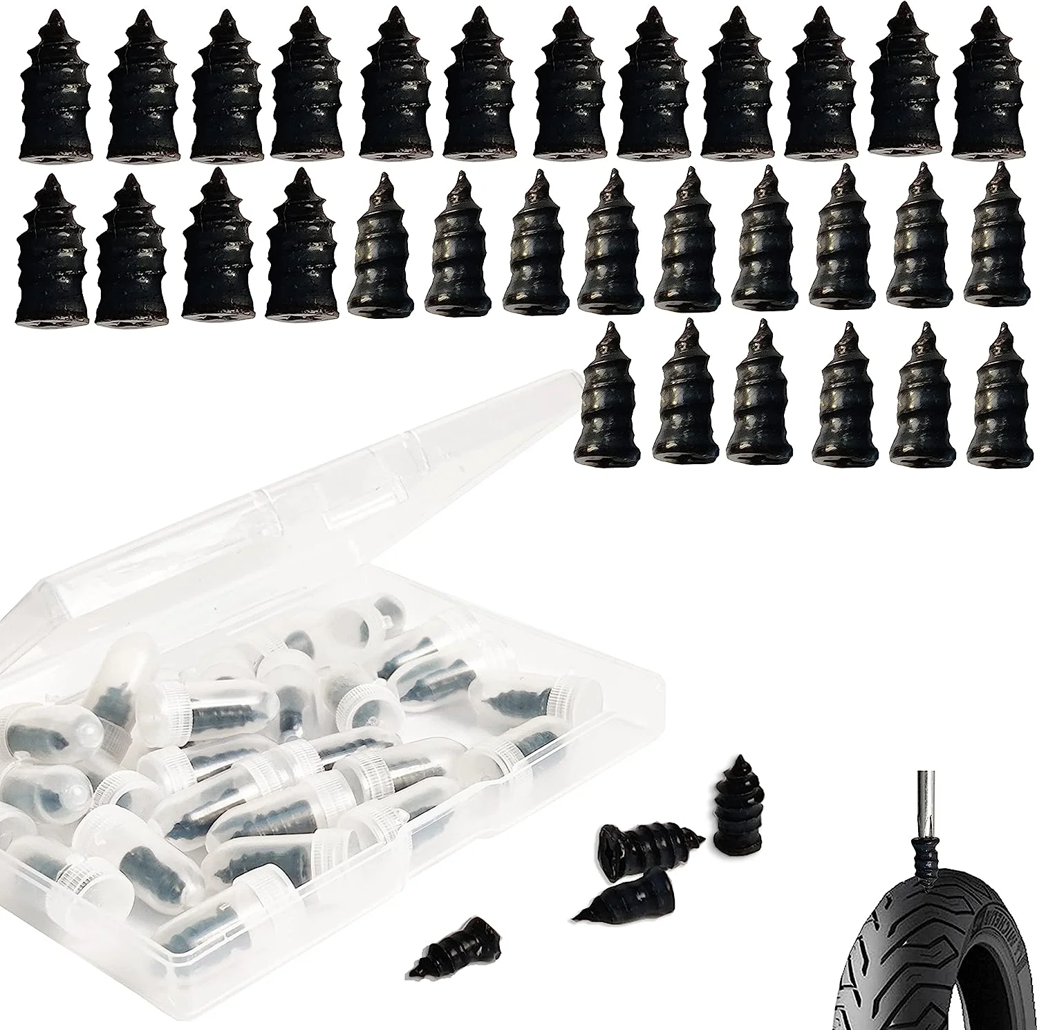 Kit Riparazione Pneumatici – Tappi In Gomma, Chiodo Aspiratore – Auto, Moto, Bici, Furgone – MPN EC9070337S - 3