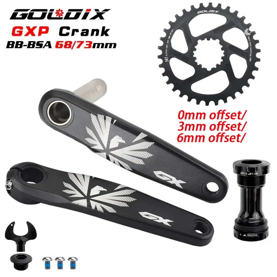

GOLDIX GX Crankset 170mm 175mm Aluminum Alloy MTB Bike Crank 0mm Offset Chainring 30T 32T 34T 36T 38T Mountain Bike Crankset