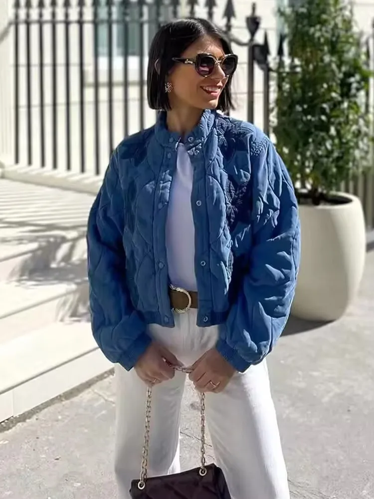 HH Women Fashion Floral Embroidery Quilted Coats Single Breasted Long Sleeve Jacket Autumn Loose Casual Maternity Outfit Top