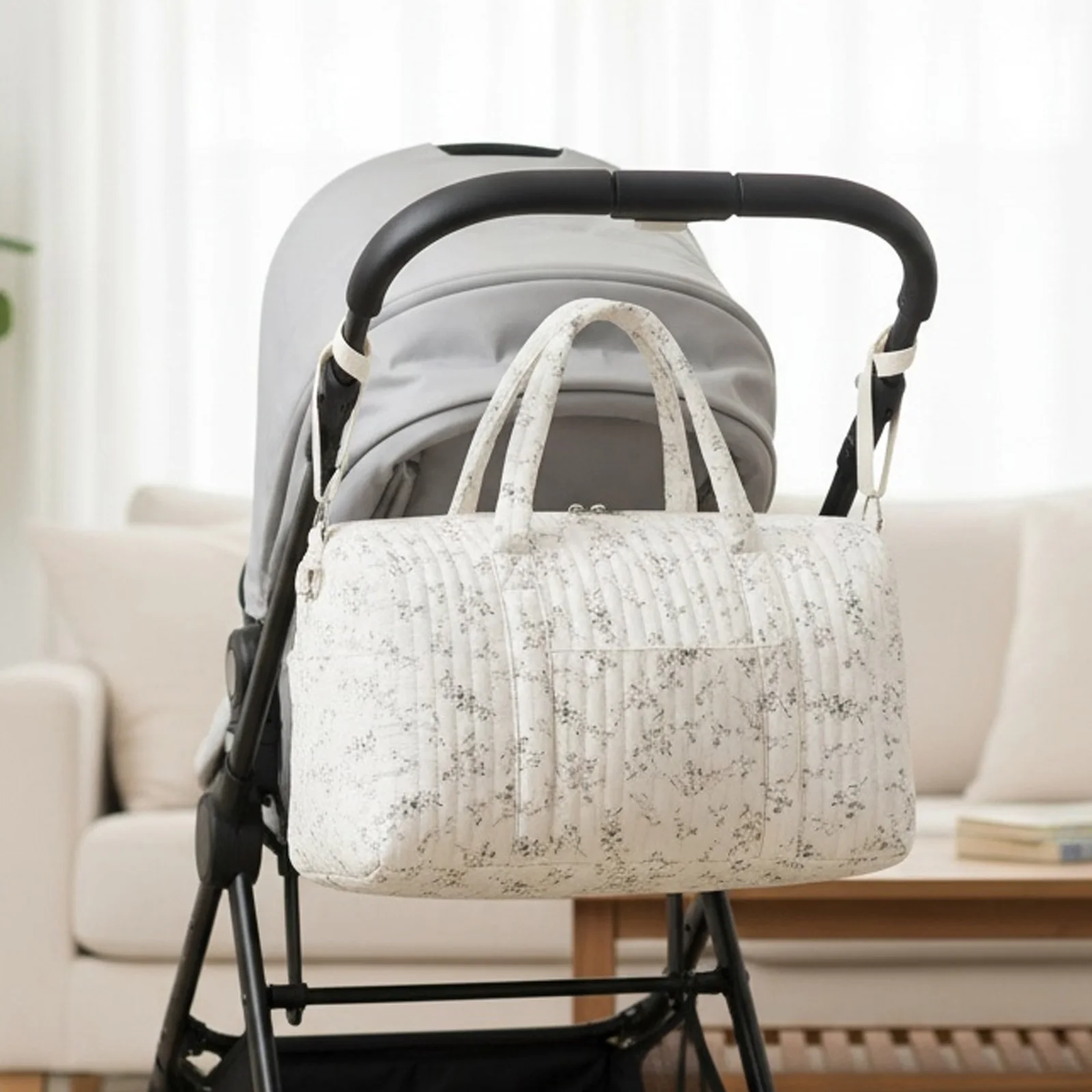 Mala de viagem feminina acolchoada em algodão, tamanho médio, com grande capacidade e alça de ombro ajustável para uso diário._voghion.com
