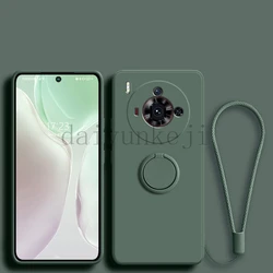 Shockproof Silicone Phone Case with Holder and Screen Protector for Nubia Z60S Pro (Dark Green)
