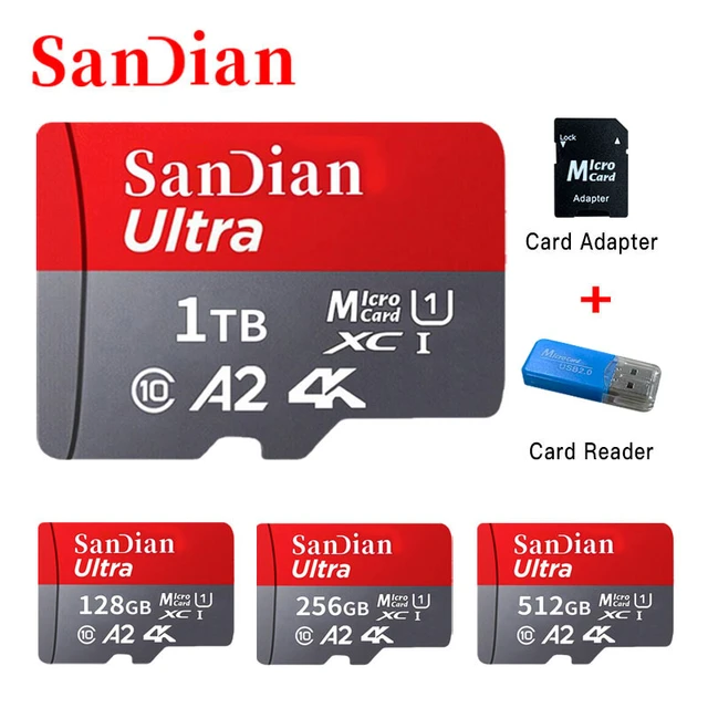 Carte Micro SD 256 Go avec Adaptateur Carte mémoire Haute Vitesse