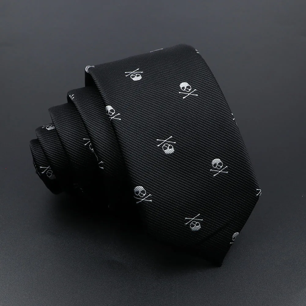 Neck ties Casual Slim Skull Ties For Men Classic Polyester Red Blue Neckties for Wedding Party Cosplay Neckwear