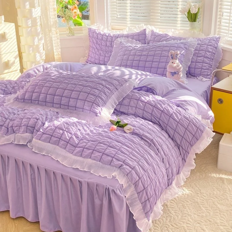 

Princess Bedding Sets Simple Bed Skirt Sheet Quilt Cover Pillowcase For Girl Duvet Cover Home Decoration Duvet Cover Bedspread