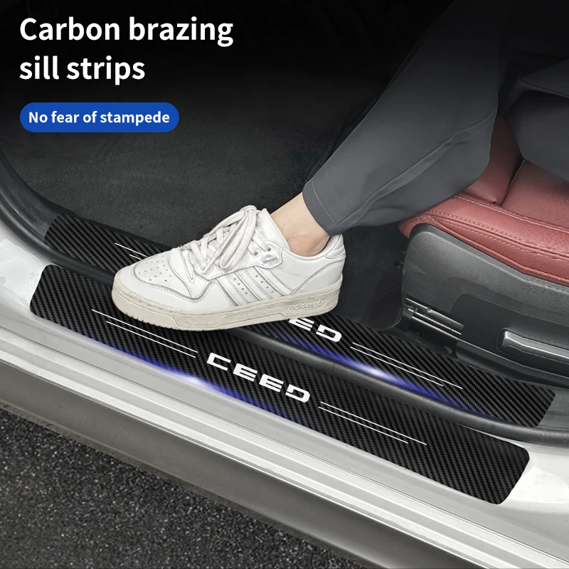 

Car Door Sill Carbon Fiber Sticker Threshold Side Anti Scratch Waterproof For KIA CEED SW 2018 2019 2020 2021 2022 2023