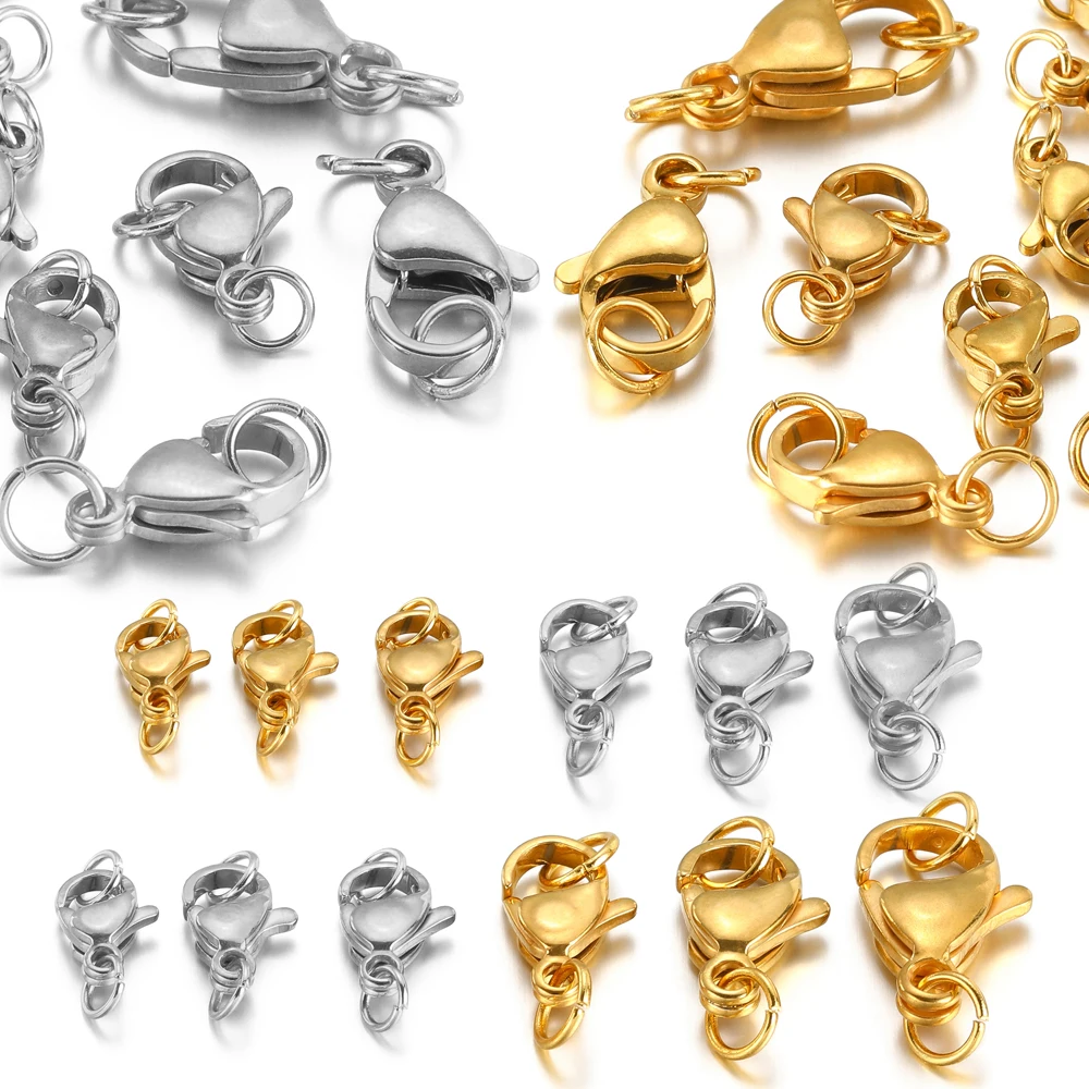 25 Stück Gold Edelstahl Karabinerhaken Verbinder Biegeringe für Armband Halskette Kette DIY Schmuckherstellung – Detail 1