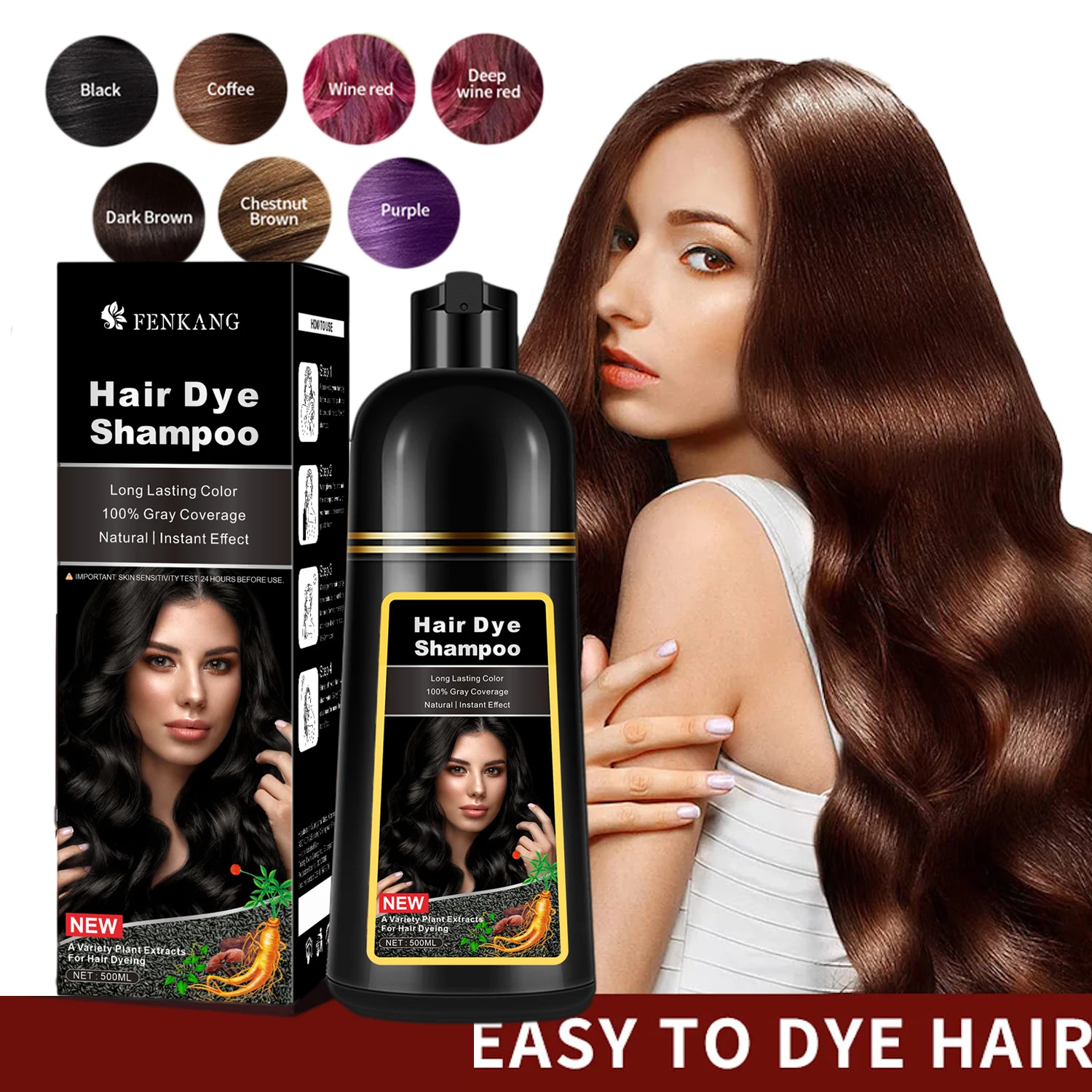 MEIDU Organic Natural Hair Dye Ginseng Extract Black Hair Color Dye Shampoo For Cover Gray White Hair Professional Dye Permanent