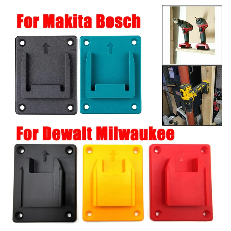 Support Mural Pour 4 Batteries Compatible Avec Perceuses Bosch 18 V Et Makita 18 V, Support De Batterie Universel En Acier Massif Renforcé