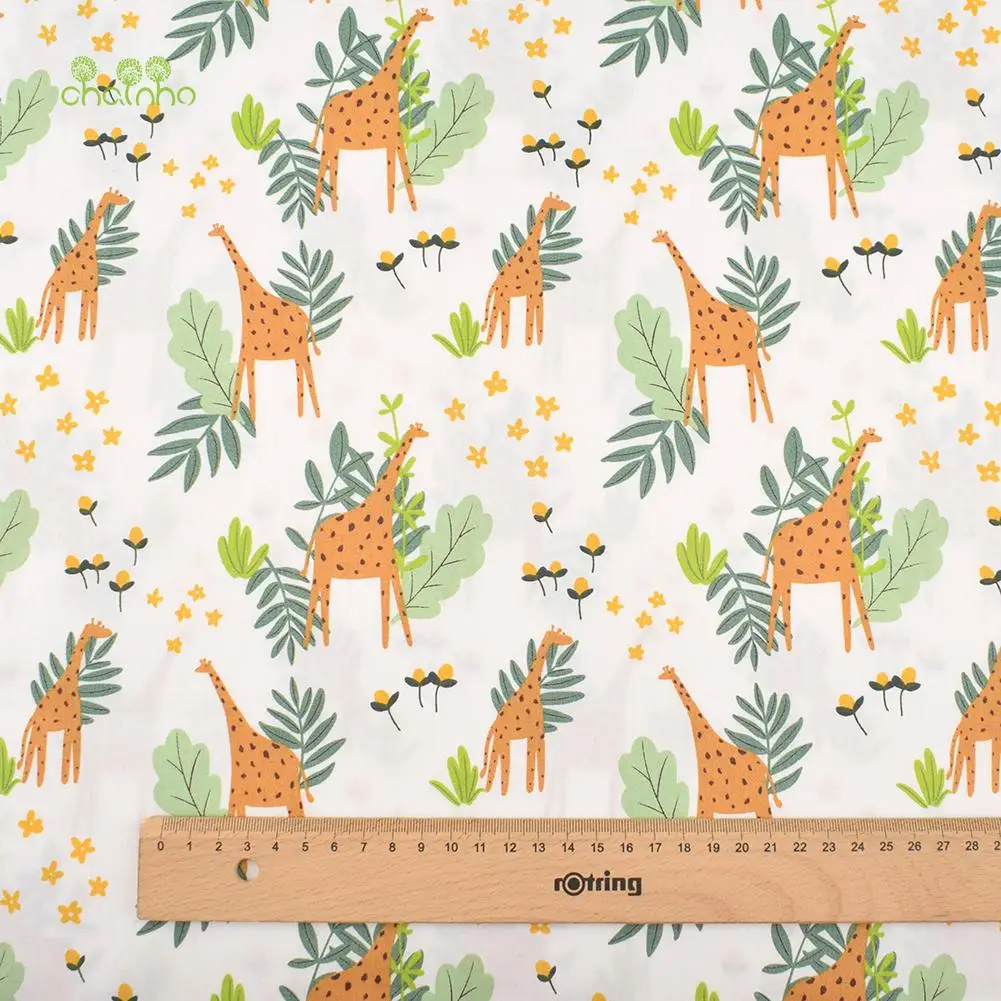 Chainho,Printed Twill Weave Cotton Fabric,Patchwork Cloth,DIY Quilting Sewing Material,Yellow Floral Series,2 Specification,CC62