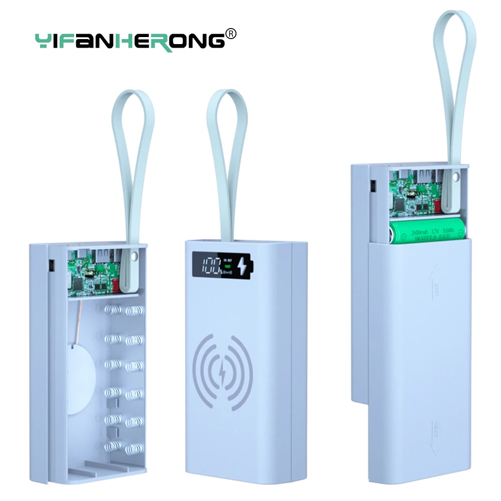 5V Dual Usb 12*18650 Power Bank Battery Box Caricabatterie Per Cellulare Custodia A Conchiglia Fai Da Te Per Smart Phone Mp3 Ricarica Elettronica Mobi
